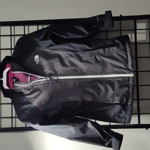 Girls The North Face Rain Jacket, Charcoal Gray/Black, Size L (14-16)